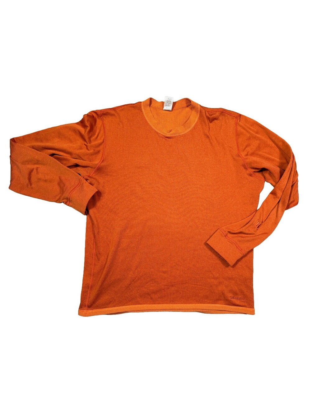Vintage Patagonia Waffle Crew Sweatshirt Men M Orange Made USA Thermal Pullover